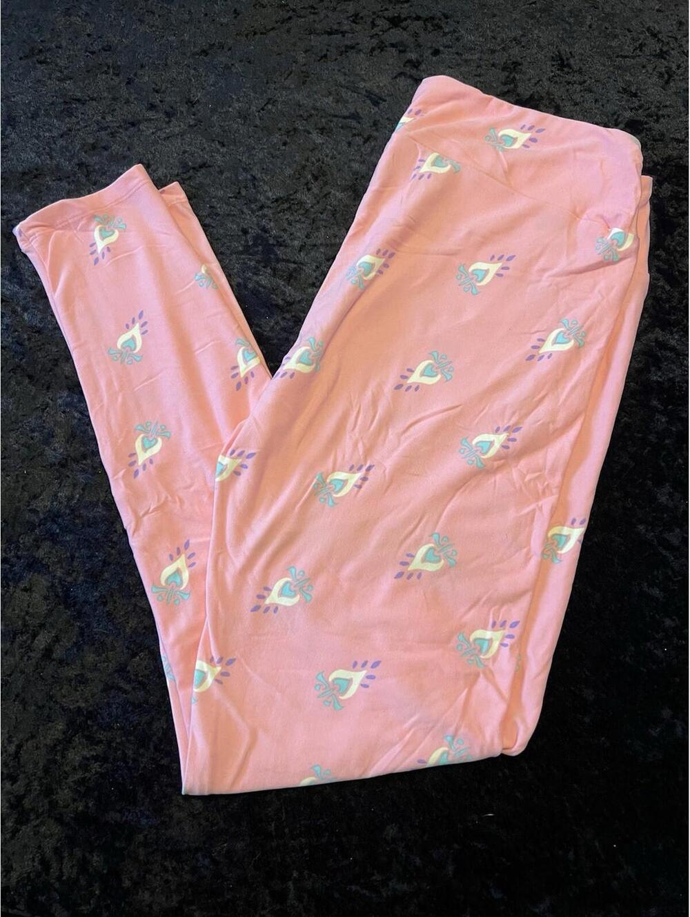 LuLaRoe Leggings Tall & Curvy TC Pink Mint Purple Pastel Pattern High Rise NWOT